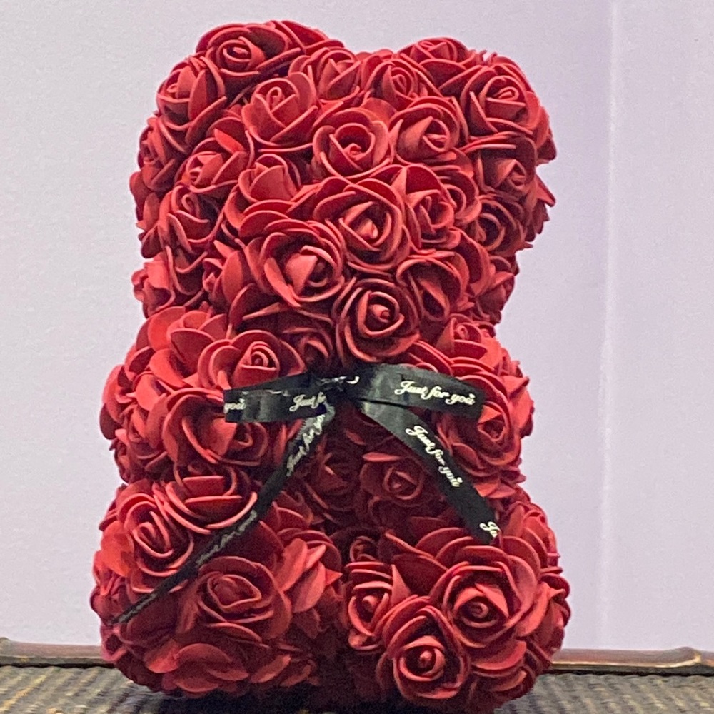 Flower Rose Wine Red, Burgundy Teddy Bear Cute Gift !